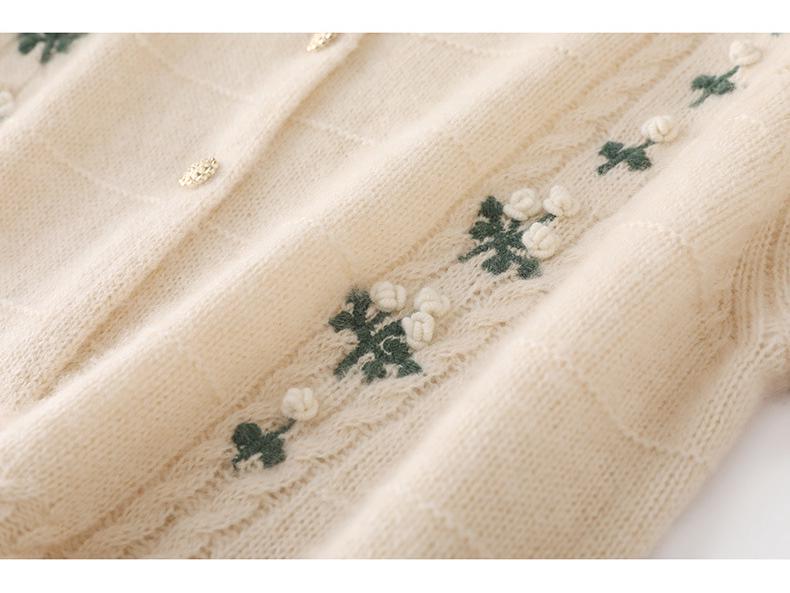 Кардиган из вышитой шерсти в корейском стиле, с высоким дизайном, с круглым вырезом, с длинным рукавом, трикотажное изделие для весны и осени