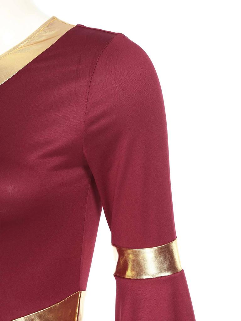 Платье-туника для литургического классического танца с V-образным вырезом и расклешенными рукавами, асимметричный подол, платья для церемоний, церковного поклонения, танцевальная одежда