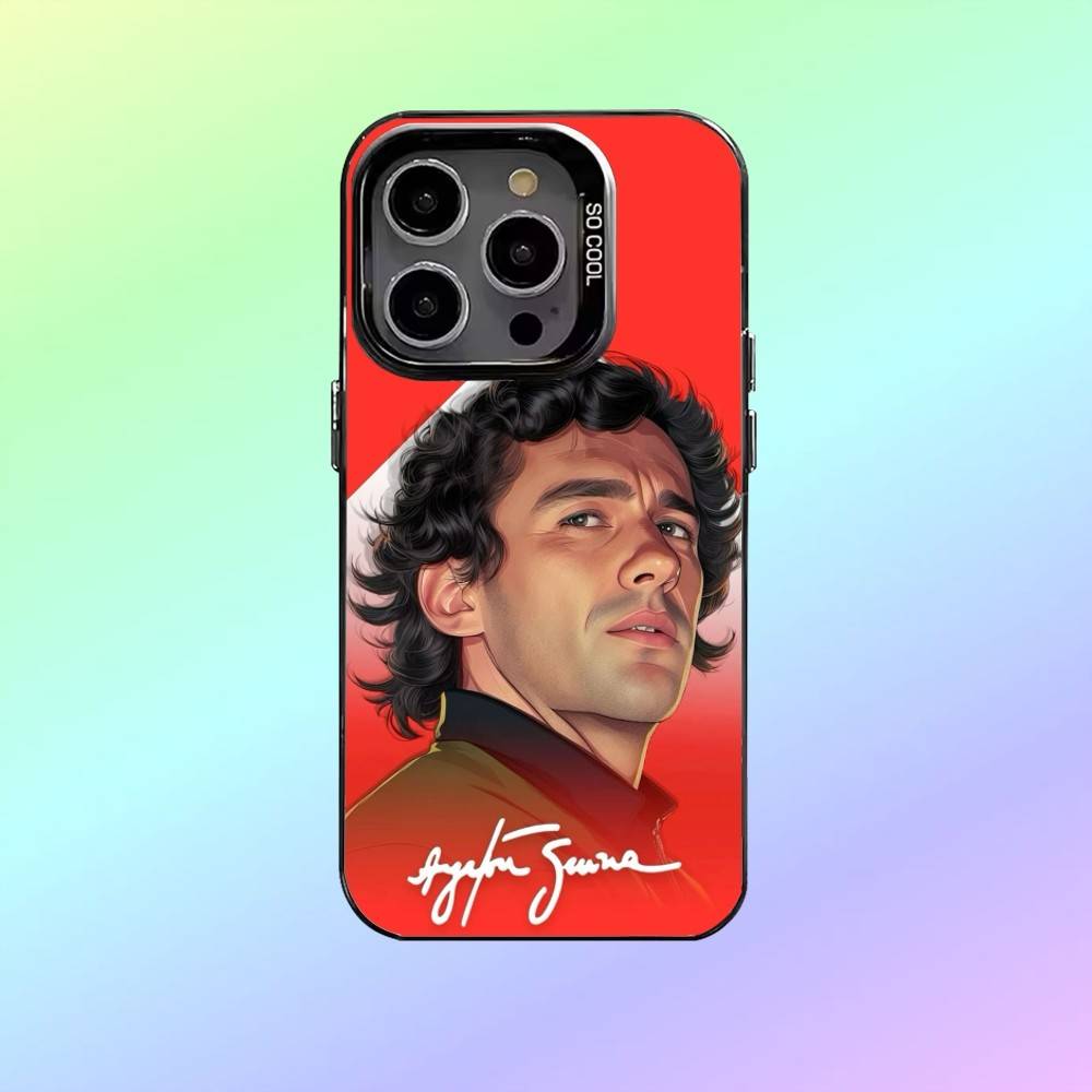 Чехол для телефона с изображением гонщика Айртона Сенны Для iPhone17,16,15,14,13,12,11 Plus,Pro Max Цветной Серебристый Задний Чехол для Телефона