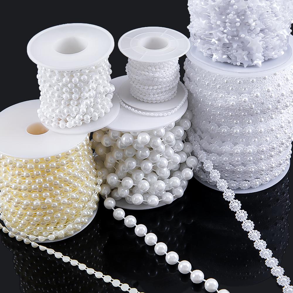 10M 2M ABS Imitation Pearl Star Bead Chain Line Cord Plastic Thread Trim DIY Wedding Party Decor Jewelry Findings Craft Material