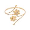 Punk Metal Leaves Flower Upper Arm Bracelets Bangles for Women Girls Cuff Bangle Adjustable Armlets Hand Jewelry Men