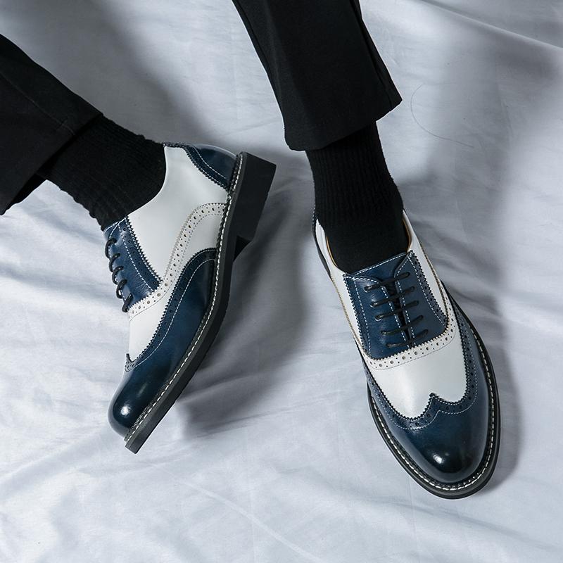 Fashion Brand Men Leather Casual Business Shoes New Lace Up Wearable Anti Slip Formal Office Work Shoes Men Party Wedding Oxford Shoes