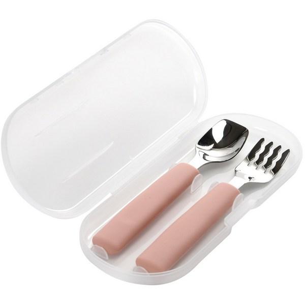 Daily Like Bonbon Silicone Spoon Fork Set, 01 Strawberry, 1 Set, Korean Popular Tableware