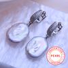 SENIKO Natural Freshwater Big Baroque Pearl Earrings Fashion Pearl Drop Earrings For Women Party Jewelry