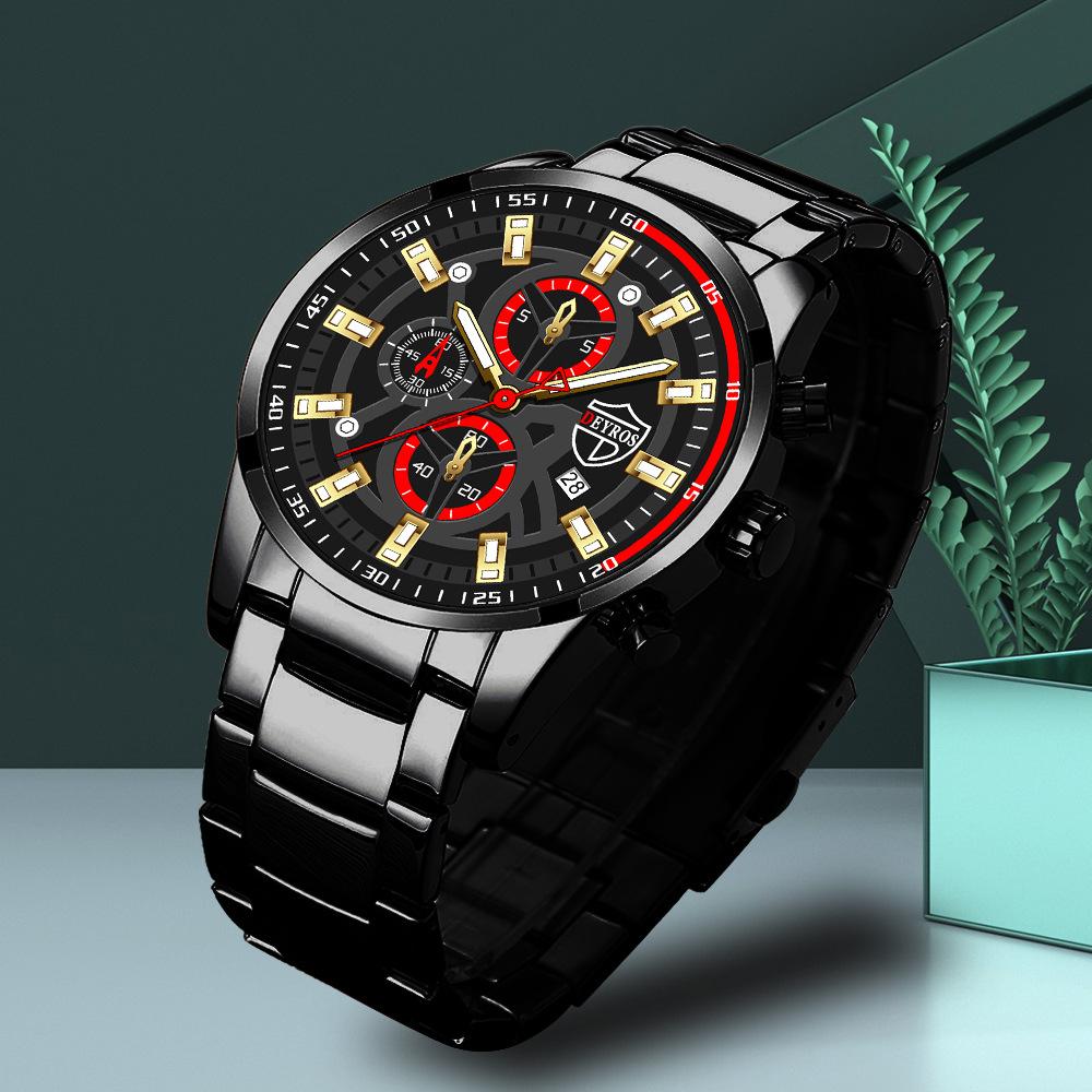 Large Dial Watch Men's Watch Stainless Steel with Quartz Watch Fashion Men's Calendar Watch Student Watch Sports Watch