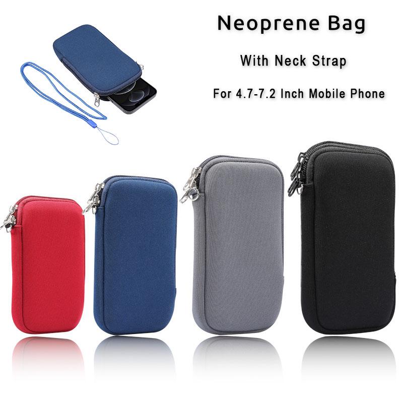 Неопреновый ремешок для хранения мобильного телефона сумка для iPhone 16 Plus 15 14 13 12 11 Pro Max Xiaomi Redmi Note 9 7 Samsung Galaxy Oppo Moto противоударный чехол