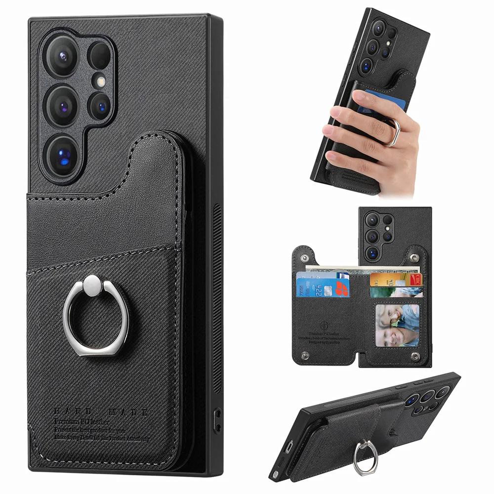 Магнитный чехол для телефона с защитой от RFID для Samsung S25 S24 Ultra S22 Plus S23 FE A16 A26 A36 A56 A55 5G Кошелек с обложкой-держателем для карт