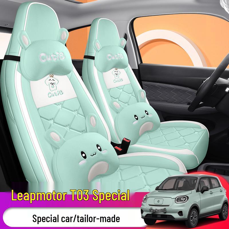 Leapmotor T03 Universal Cartoon Leather Car Seat Cover (All-Season, Full Surround)