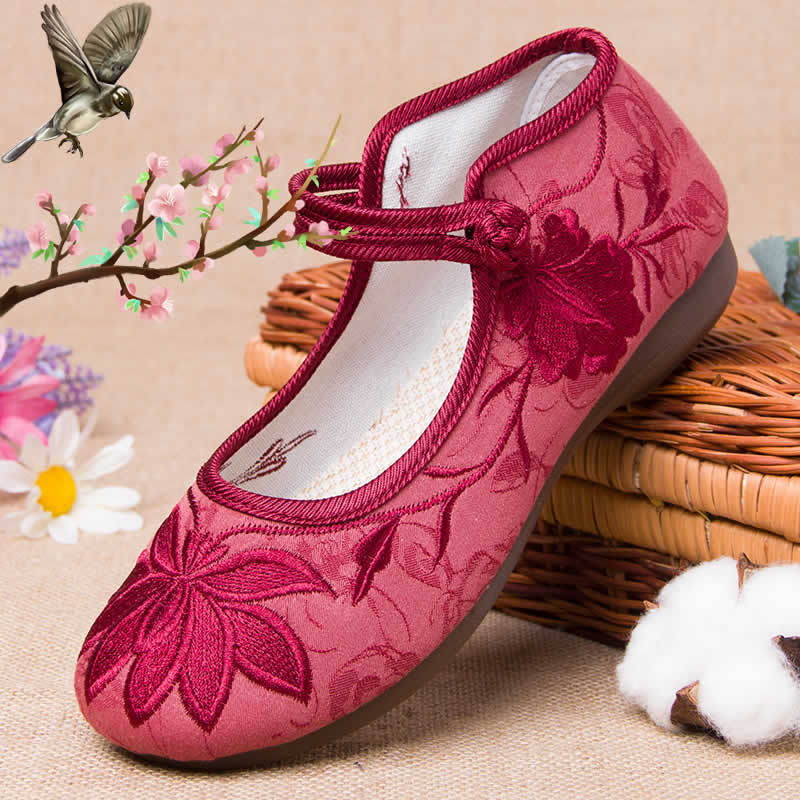 Женские туфли на плоской подошве с традиционной китайской вышивкой в стиле ретро, милые женские нескользящие танцевальные туфли, классная обувь Vrouwen Platte Schoenen