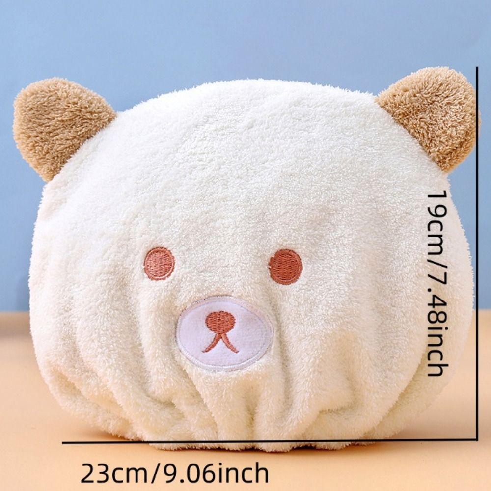 Шапочка для душа Шапочка для быстрого высушивания волос Мультяшное полотенце для волос с милым медвежонком Прекрасная шапочка-полотенце для сушки волос