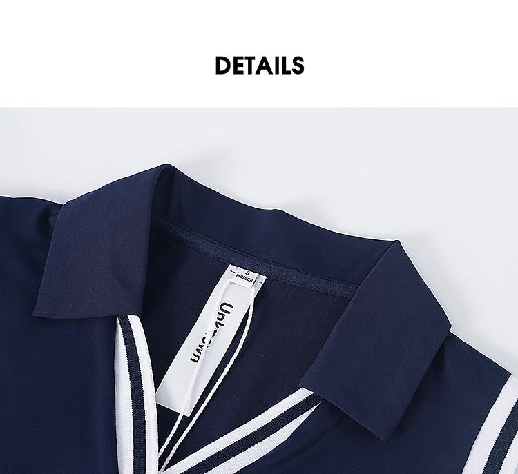 Anno contrasting sleeveless dress women's summer polo collar slit letter short skirt