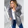 Autumn Winter Women Long Sleeve Denim Jacket Hooded Coat Warm Thicken Wool Lining Denim Coat Outerwear