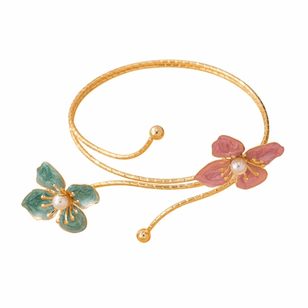Bohemian Open Arm Bangle Drip Oil Armband Exquisite Flower Bracelet Hand Jewelry