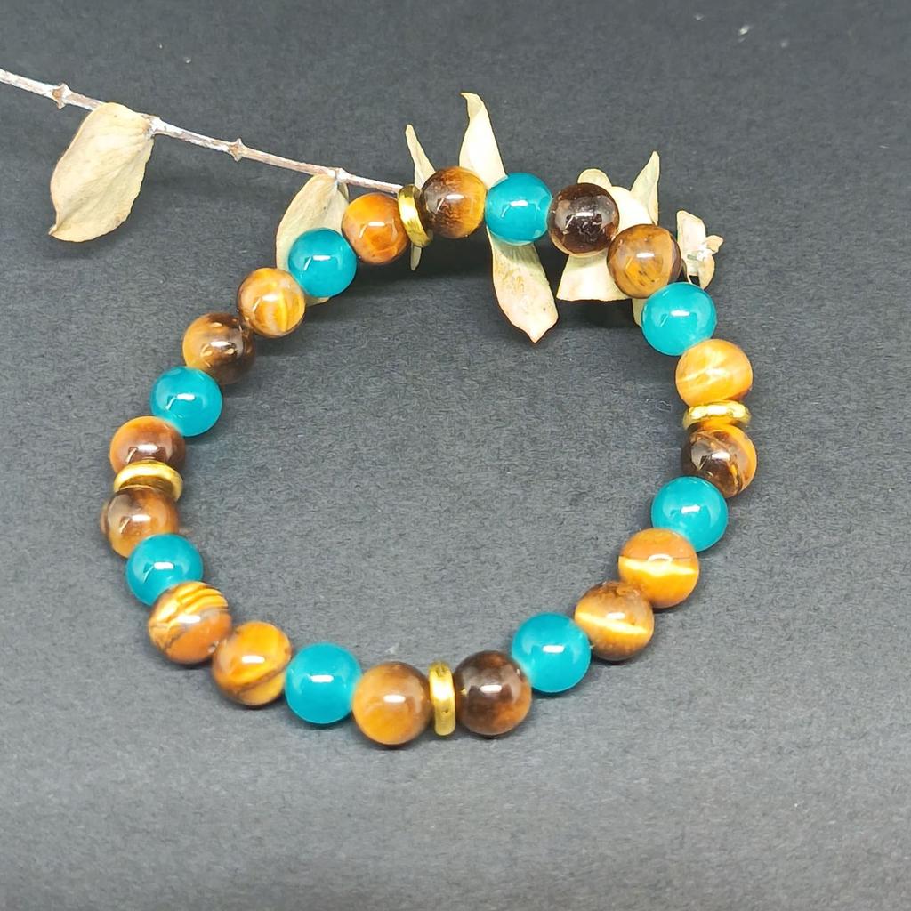 Модный 8 мм натуральный тигровый глаз камень апатит браслет для мужчин винтажный браслет для пар счастливый браслет эластичный веревочный браслет подарок для семьи