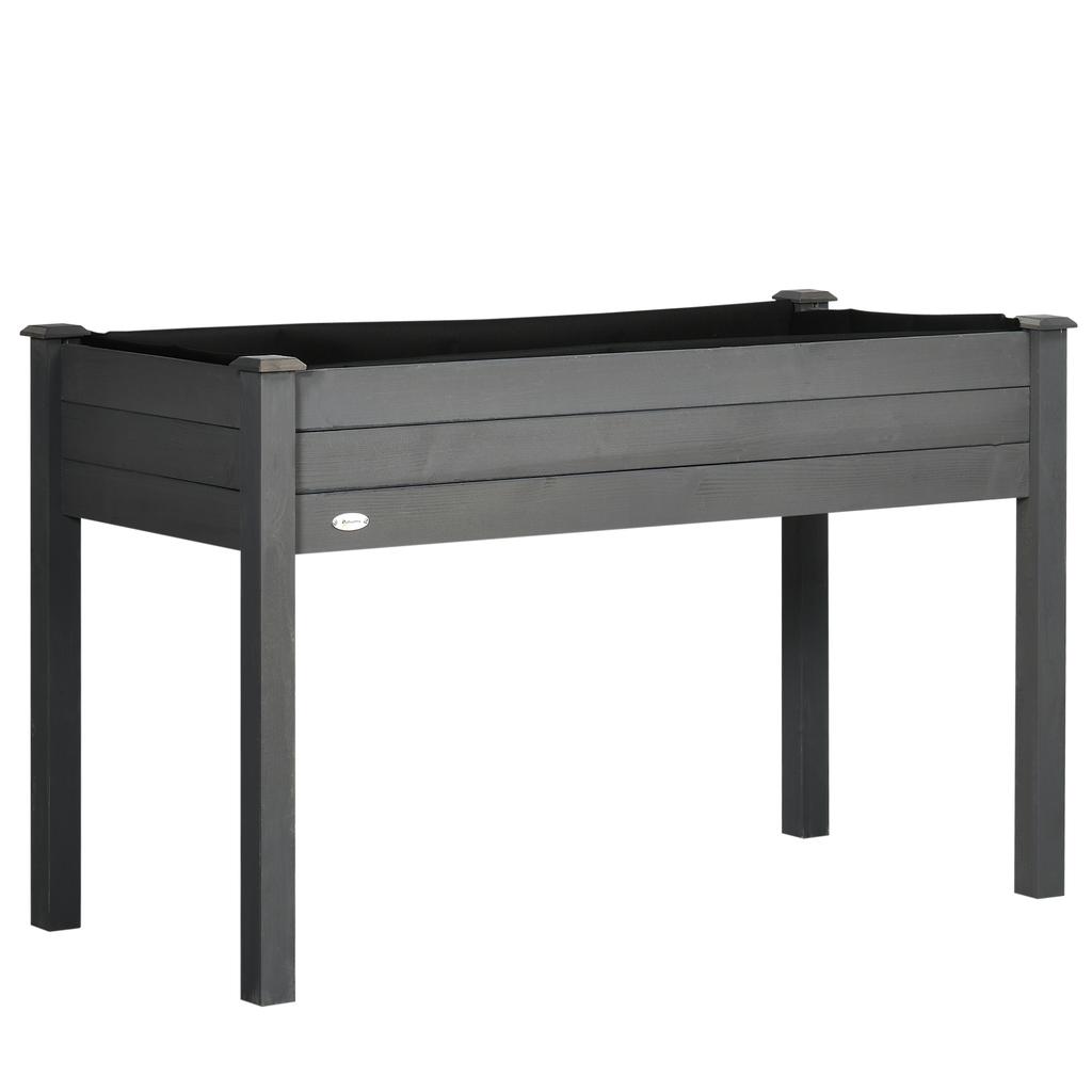 Raised Bed for Garden, Wooden Elevated Planter Box with Bed Liner, for Flower Vegetable Herb, Dark Grey
