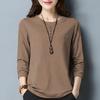 Весна Осень Однотонная Женская Простая Повседневная Свободная На Пуговицах Все Подходит Базовая Футболка Однотонная С Круглым Вырезом С Длинным Рукавом Пуловер Топы