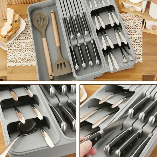 Ящик для хранения столовых приборов. Классификационная организация. Расширяемая большая емкость с несколькими отделениями. Лоток для посуды. Лоток для вилки. Палочки для еды. Ящик для ложки.