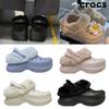 Crocs Женские Платформенные Меховые Клоги Сандалии на Ремешках Термо Сапоги-Шлепанцы Зимние Повседневная Обувь