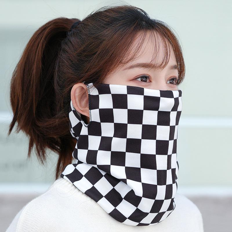 Women's Autumn & Winter Plush Face Mask Neck Protector: Windproof, Warm, and Versatile Scarf Set for Outdoor Cycling