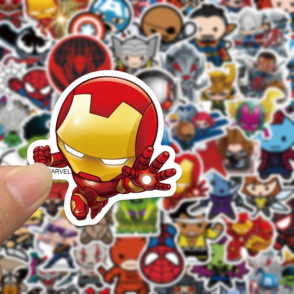 50 шт. Marvel Мстители Аниме Мультфильм Наклейки DIY Мотоциклетный Шлем Скейтборд Ноутбук Велосипед Автомобиль Водонепроницаемые Наклейки Декали