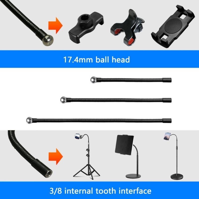 Легкое позиционирование Металлический гибкий штатив-гусиная шея Подставка для камеры мобильного телефона Гибкий рычаг с резьбой 3/8 дюйма для крепления видеоосвещения