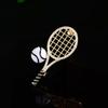 Цинковый Сплав Цинка Эмаль Металл Прищепка для Одежды Стразы Золотая Брошь Уникальная Брошь в Виде Теннисной Ракетки Повседневная