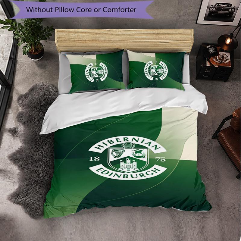 Hibernian FC Themed Bedding 3Pcs Duvet Cover Set Decorative Bed Linen For Teen Room Home Decoration