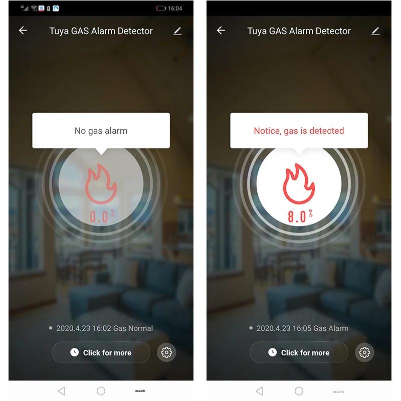 Детектор утечки газа на кухне Tuya WiFi с электромагнитным клапаном