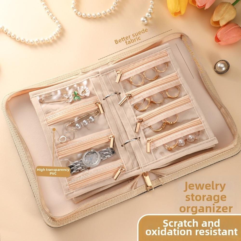PU Leather Jewelry Storage Book Large Capacity Jewelry Organizer Roll Travel Jewelry Organizer