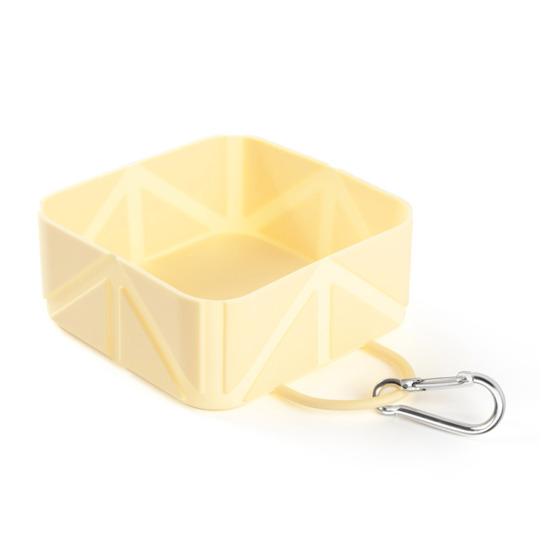 Силиконовая складная миска для домашних животных, портативная кормушка для собак 500 мл, нескользящая квадратная миска для кормления с карабином, многофункциональная дорожная миска для собак