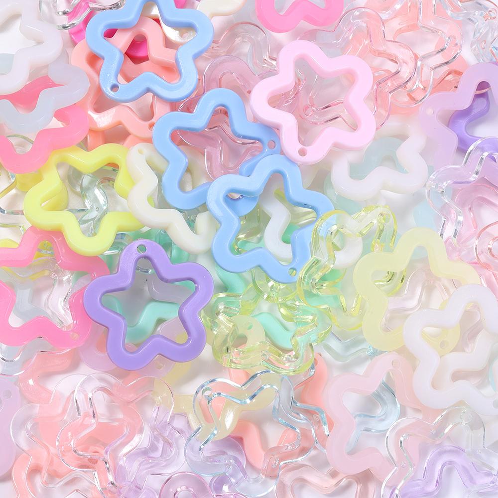 30Pcs/Lot 30mm Colorful Hollow Star Acrylic Charms Pendants For Jewelry Making DIY Necklace Bracelet Earring Keychain Supplies