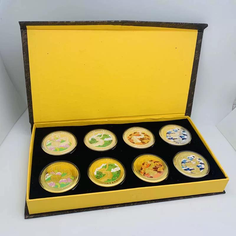 Beijing Badaling Great Wall Four Seasons Spring, Summer, Autumn, Winter Tourist Attraction Gold Plated Commemorative Medal Gift 45mm Coin Gift Box