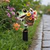 Childlike Garden Ornament Cartoon Frog Stake, 2D Acrylic Cute Decoration, Waterproof Potted Plant Decoration Outdoor Yard Art Stake for Lawn