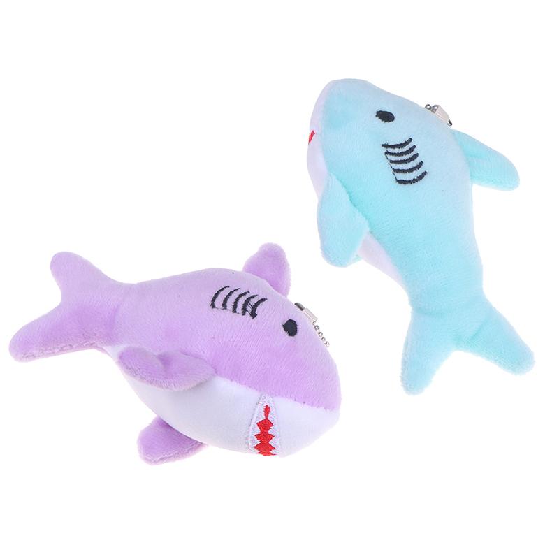 Cute Cartoon Stuffed Plush Shark Pendant Key Chain Ring Doll Toys For Kids Gifts