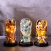 Acrylic Dome Rose Eternal Flowers LED Light Simulation Flower Decor Starry Sky Bouquet  Gift