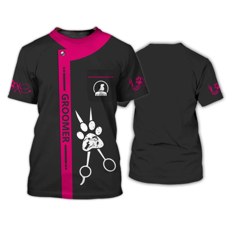 Футболка Puppy Groomer, рубашка унисекс, модная униформа, летнее платье с круглым вырезом, женская футболка больших размеров с короткими рукавами, топ в стиле Харадзюку