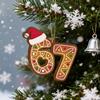 Christmas Ornament Acrylic Gingerbread Number 67 Pendant with Hat Festive Xmas Tree Decoration Holiday Gift
