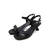 Ankle Narrow Low M [Vivian] Women's Sandals, Strap, Heel, Heel, V33401SM, Black, (23.0-23.5)