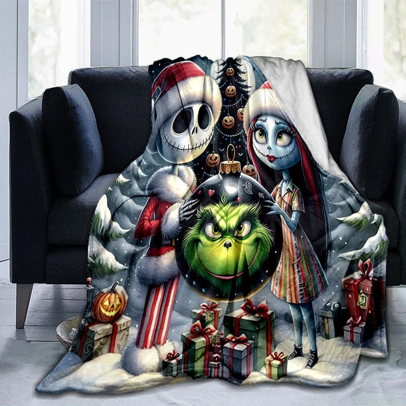 1Pc Christmas Nightmare Before Christmas Blanket Soft And Comfortable Casual Warm Camping Travel Christmas Halloween Gift M921532