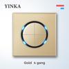 YINKA Universal Round Tempered Glass Home Wall Switch Panel LED Indicator Black/Grey/Gold/White 250V 86mm*86mm Wall Light Switch 3