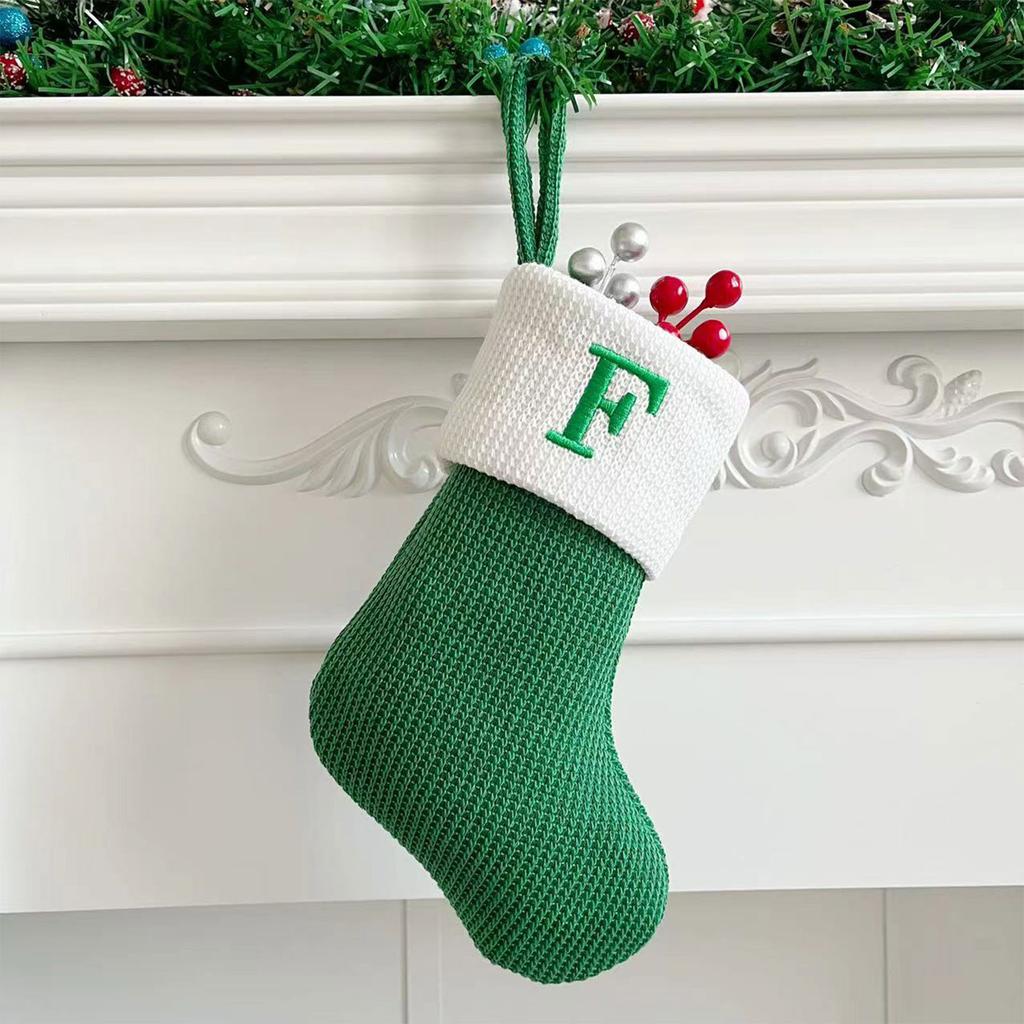 Рождественские чулки, маленькие вышитые буквы, вязаные рождественские подвесные чулки, украшения, декор для рождественской вечеринки