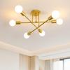 Потолочный светильник Sputnik, 6 лампочек, винтажный золотой потолочный светильник, регулируемая современная люстра, потолочный светильник для гостиной, спальни, кухни, прихожей