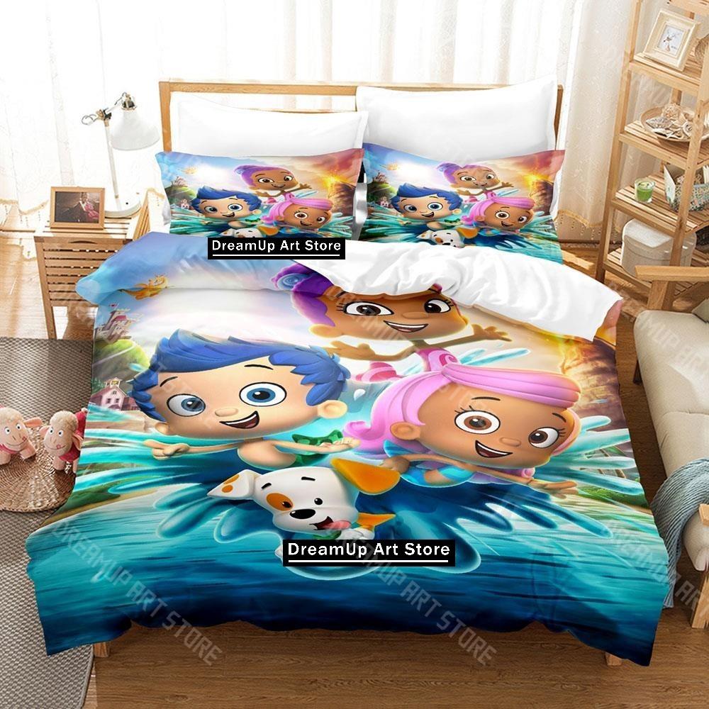 3D Printed Bubble Cartoon Guppies Bedding Set for Boys Girls Duvet Cover And Pillowcase Twin Queen King Full Single Double Sizes
