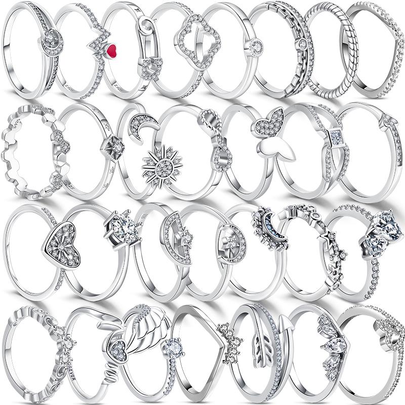 Красное Сердце Кольцо на Палец Сияющие Циркониевые Кольца Сверкающий Циркон Для Женщин 925 Стерлинговая медь Свадьба Помолвка Вечеринка Роскошные Подарки