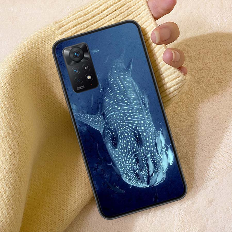Ocean Whale Shark Swimming Phone Case For Redmi Note 13 14 15 Pro Plus 12 13C 12C 15C 9 10 10C 9T 9C 9A TPU Soft Cover Clear Cel