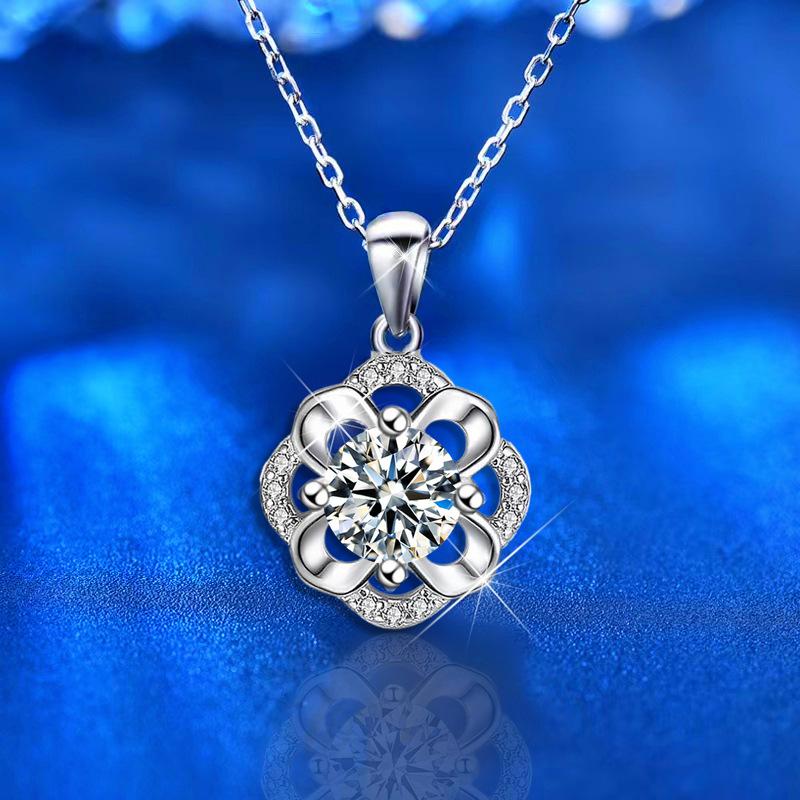 S925 Серебряное классическое ожерелье с клевером и нишей, циркониевый кулон, цепочка на ключицу