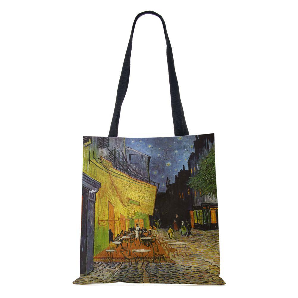 Женская сумка через плечо, шоппер, дорожная, холщовая, повседневная, ручная сумка, экологичная, переработанная, с масляной живописью, пейзаж, цветы, большая вместимость, сумка-тоут для книг, KTY