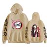 Anime Demon Slayer Nezuko Printed Adult Men's Plus Velvet Hooded Sweatshirt Couple Style Autumn and Winter Long Sleeve Pullover