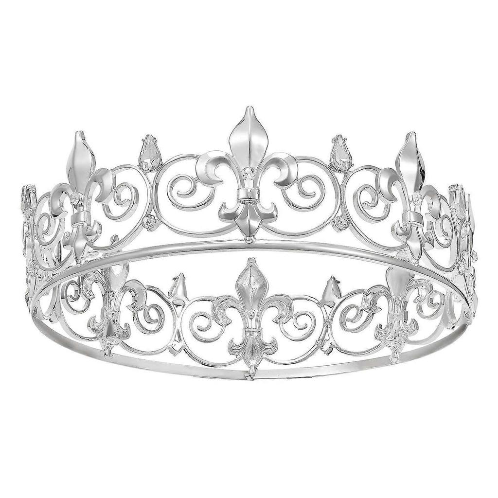 2024 Royal King Crown for Men - Metal Prince Crowns and Tiaras, Full Round Birthday Party Hats