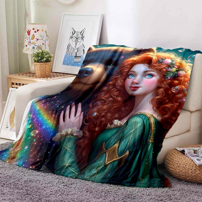 Various Styles and Sizes Cartoon Princess Brave Printed Blanket Bedroom Living Room Sofa Study Kids Room Decor Blanket Potdemiel